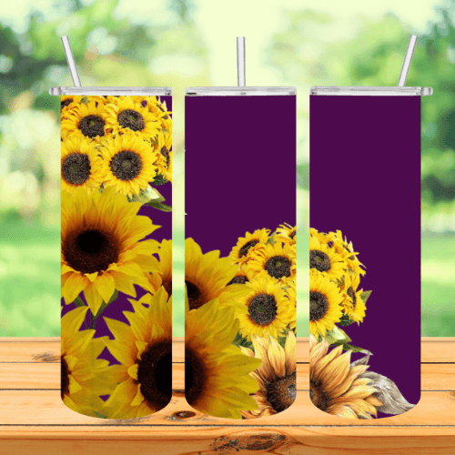 a picture of a tumbler with sunflowers on it