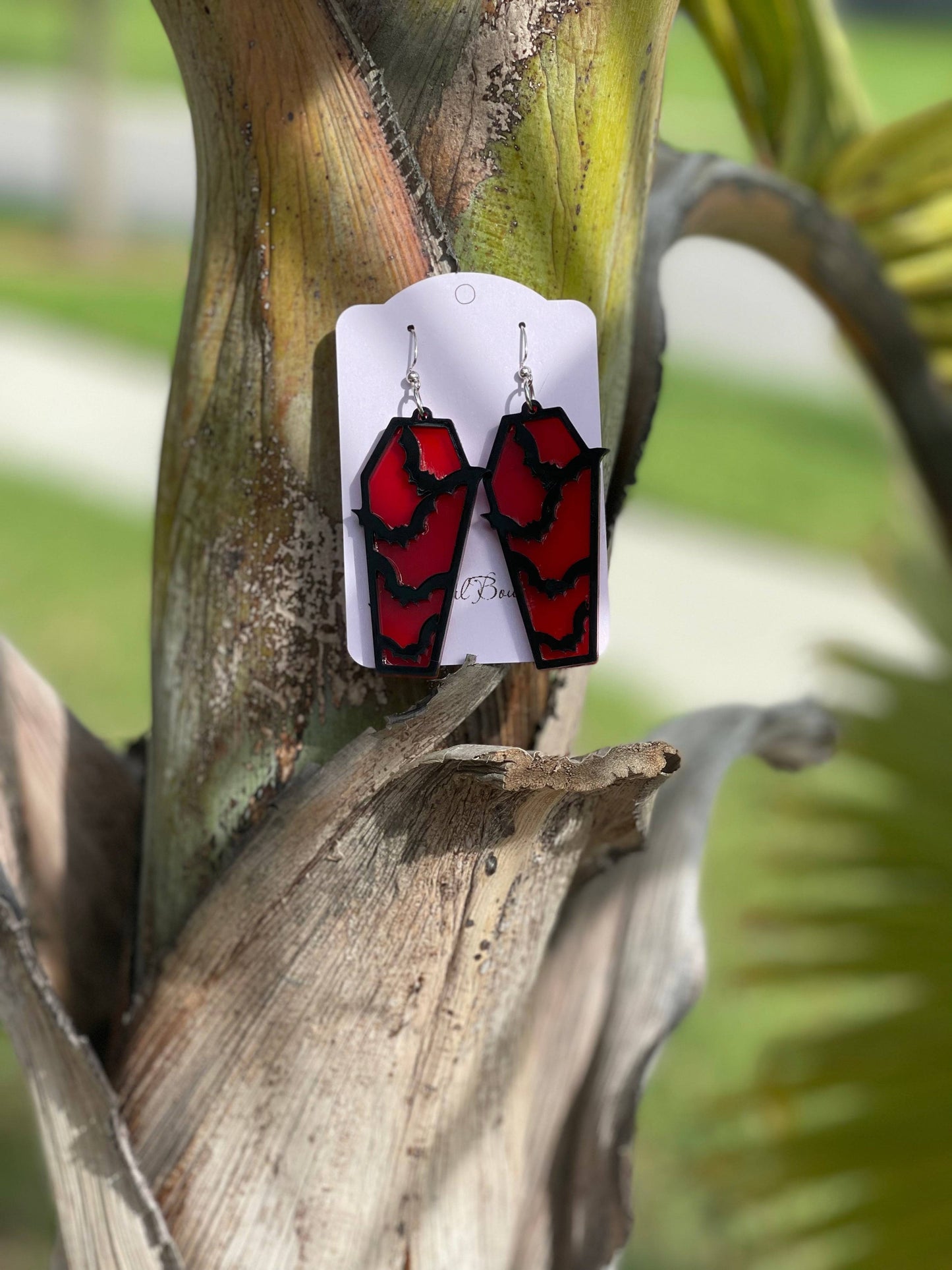 Halloween Coffin Bat Spider Web Earrings