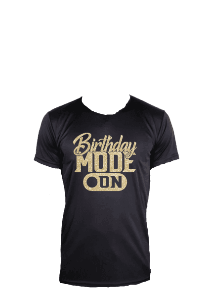 a black birthday mode on t - shirt