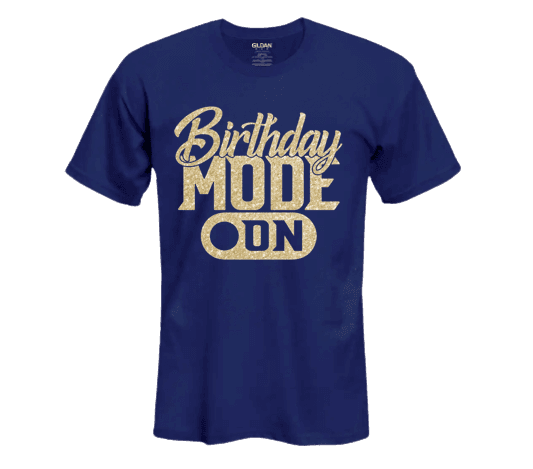 a blue birthday mode on t - shirt