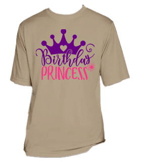 a t - shirt with the words birthday princess printed on it