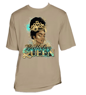 a women's t - shirt with the words birthday queen on it