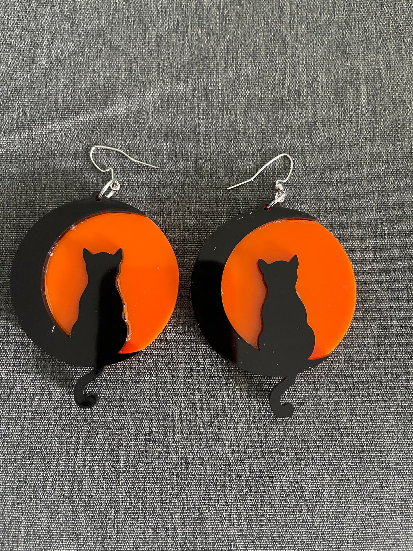 Halloween Moon Cat Earrings