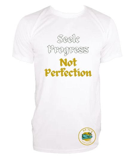 a white t - shirt that says seed progress not perfectionion